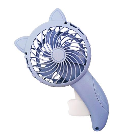 Ventilatore Portatile a Mano Cartoon con Foro per Cordino Orecchie di Gatto Vento Forte Tre Pale Mini Ventilatore Portatile Senza Batteria Carino Silenzioso Ventaglio a Pressione Manuale