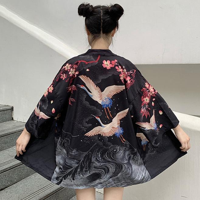 New Digital Printed Japanese Harajuku Kimono Robe Poncho Pajama Cardigan