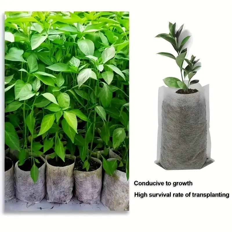 100pcs Non-Woven Seedling Bags, 12x10cm Plant Nursery Pouches. For Seed Starting & Transplanting In Home Garden & Agriculture.