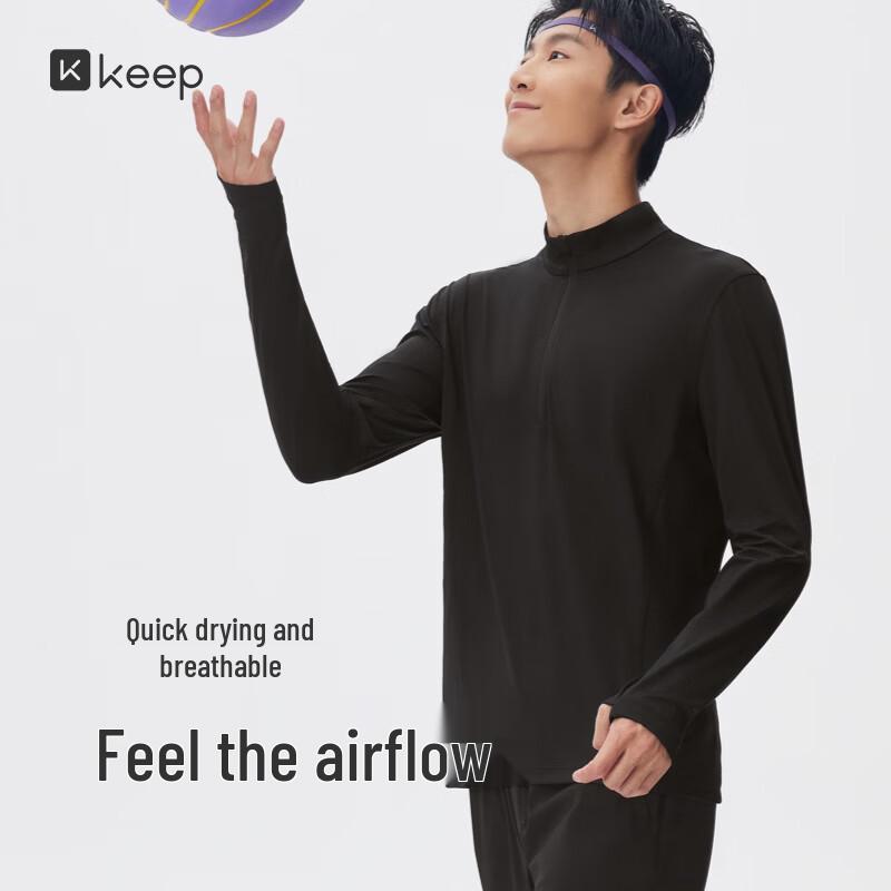 Keep Men s Half-Zip Long Sleeve Quick-Dry Sports T-Shirt XL