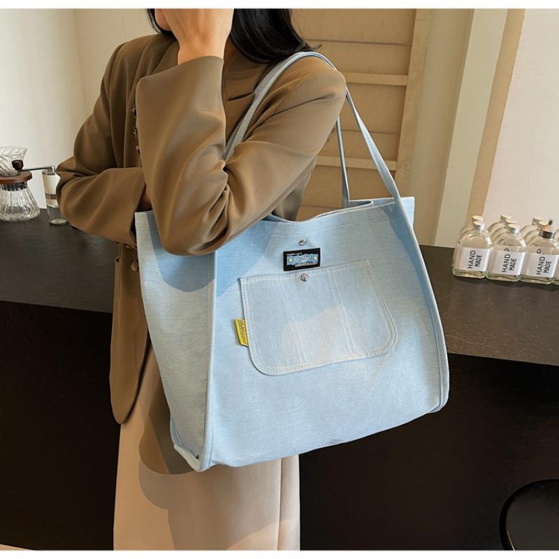 New Trendy Casual Denim Bag Women's Large-capacity Commuter Shoulder Bag Fashionable Portable Tote Bag