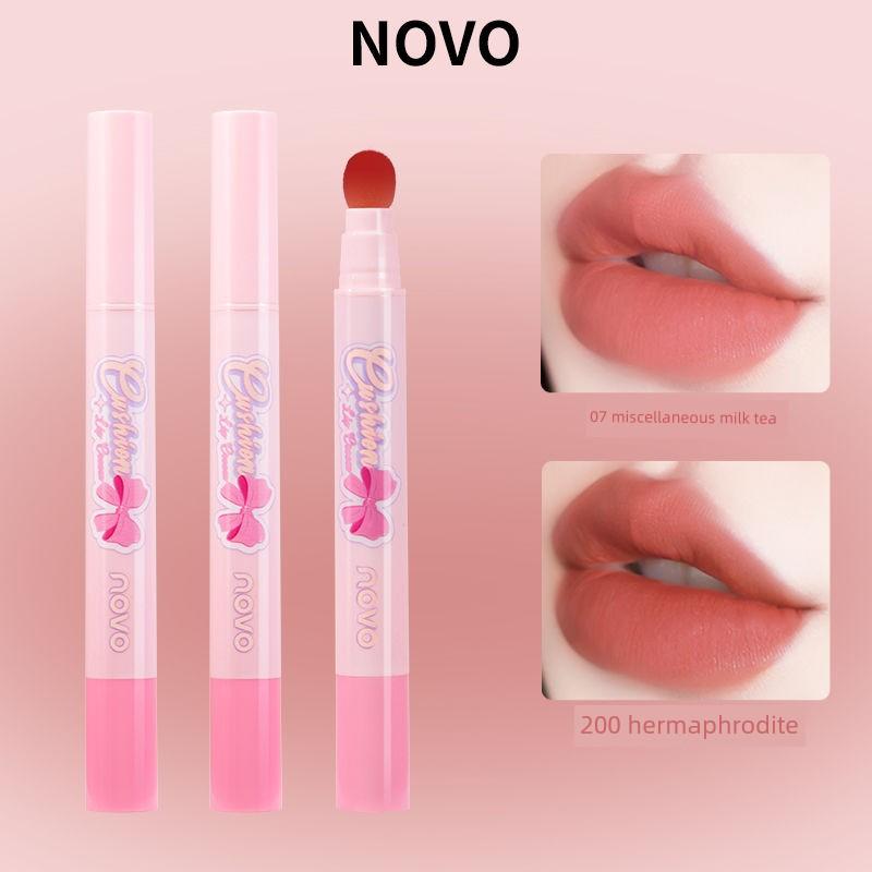 Novo Lip Cream Matte Velvet Mist Lip Mud Plush Tip Nude Lipstick No-Makeup Lip Glaze Lip and Cheek Dual-Use