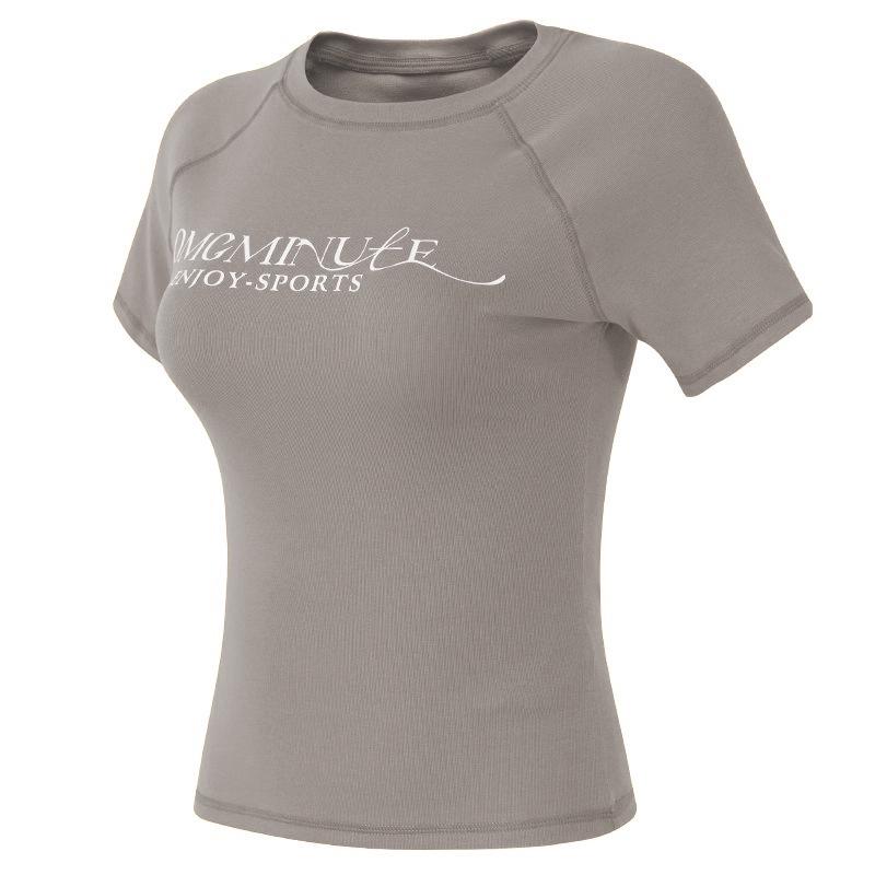 

Женский летний облегающий костюм для йоги: Спортивная футболка с круглым вырезом, с коротким рукавом, облегающая, для фитнеса, профессиональная тренировочная одежда Large серый/белый