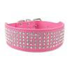 Leather Dog Collars Bling Diamante Crystal Studded Dogs Pet Collars 2inch Wide for Medium & Large Dogs Pitbull Boxer