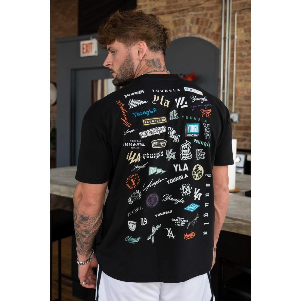 

Летняя мужская футболка с короткими рукавами и принтом на всю спину, свободная, 240 г, с изображением знаменитостей, хлопковая, с круглым вырезом, повседневная, для фитнеса, спорта, с короткими рукавами для мужчин 2XL чёрный