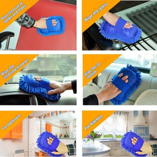 Car Cleaning Glove Microfiber Chenille Soft Coral Sponge Super Absorbent