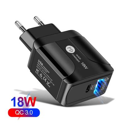 18W PD QC3.0 USB Typ C Handy Schnellladegerät Wandmontageadapter für IPhone13 14 Samsung Xiaomi EU UK US Stecker Universal