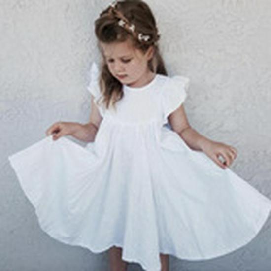 INS Summer Style Cotton Strappy Dress for Toddlers & Girls, Solid Color Patchwork Mesh Princess Puffy Skirt