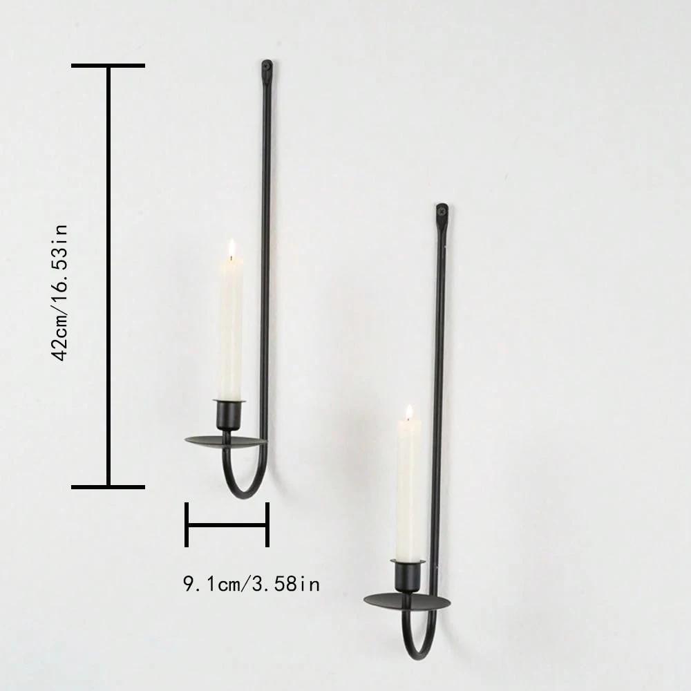 

2 шт./набор, черный Г-образный настенный подсвечник, современный минималистский металлический подсвечник, украшение для дома, украшение на стену, чёрный