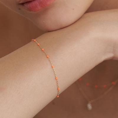 Staygem 14K Pom Pom Chain Bracelet_Neon Orange