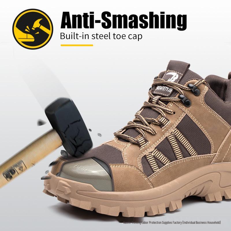 Men's Steel Toe High-Top Work Boots: Ankle Support, Anti-Smash, Anti-Puncture, Wear-Resistant, Comfortable