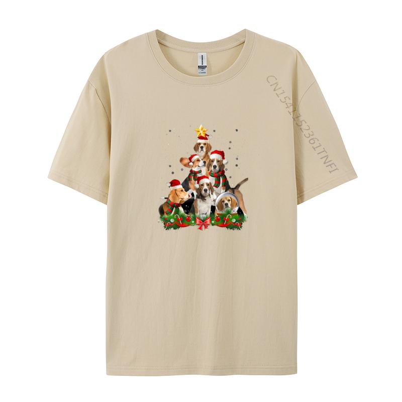 Men T Shirt Beagle Dog Christmas Dog Teeshirt Best Tees Black Tshirt Vintage American Style Winter Gift