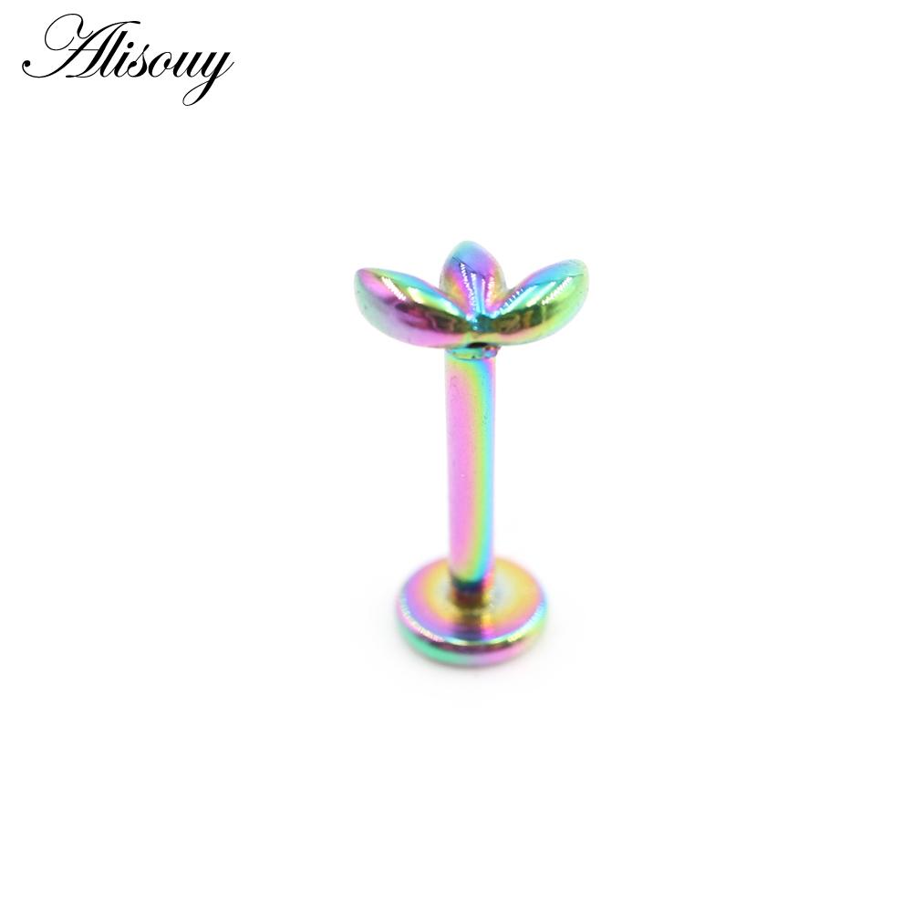 Alisouy 1 Stück Edelstahl Hundepfotenabdrücke Blatt 16G Tragus Helix Bar Labret Lippenring Knorpel Ohr Ohrring Piercing Körperschmuck