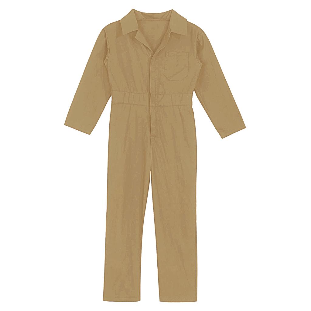 Kinder Jungen Langarm Overall Jumpsuit Umlegekragen Frontreißverschluss Einfarbig Stilvolles Outfit