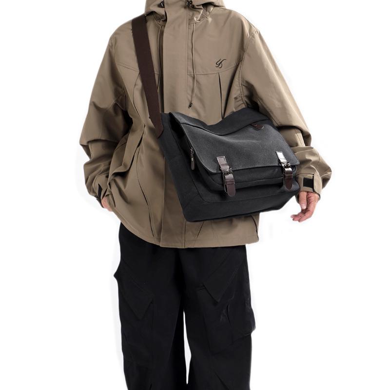 Men's Versatile Canvas Crossbody Bag - Fashionable, Practical, Large Capacity for Business and Street Trends