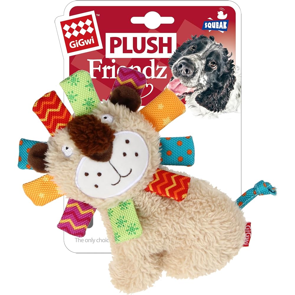 GiGwi Plush Friends Amigo Lion Dog Toy Soft Stuffed Animal Durable Design