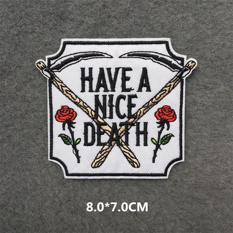 Embroidered Patches On Clothes Punk Patches For Clothing Diy Skull Stripes Stickers Cartoon Patches Appliques Badges