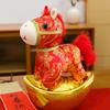 Year Of The Horse Zodiac Plush Doll With Golden Print Design For Gift Giving