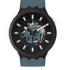 Quartz Movement 30 Meters Waterproof Unisex Swiss Watch 47mm Black Dial Plant Ceramic Case Silicone Strap SB03B107