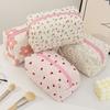 Girls Quilted Cosmetic Bag Makeup Floral Soft Pencil Brush Organizer Case Zippered Cosmetic Pouch for Women
