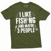 Men's I Like Fishing and Maybe 3 People T-shirt Grandpa Dad Fishing Tee Shirt