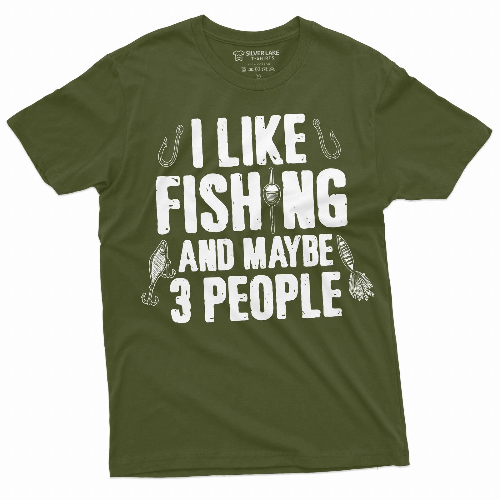 Men s I like fishing and maybe 3 people T-shirt grandpa dad fishing tee shirt M