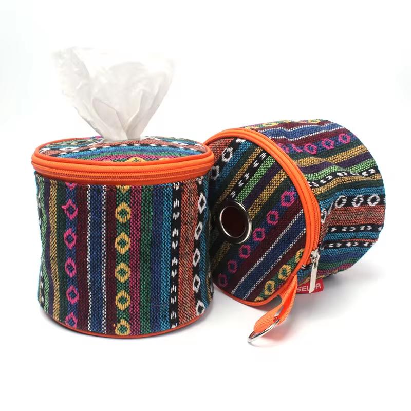 Outdoor Camping National Style Folding Toilet Paper Tissue Case Holder Portable Travel Napkin Storage Bag Durable Box