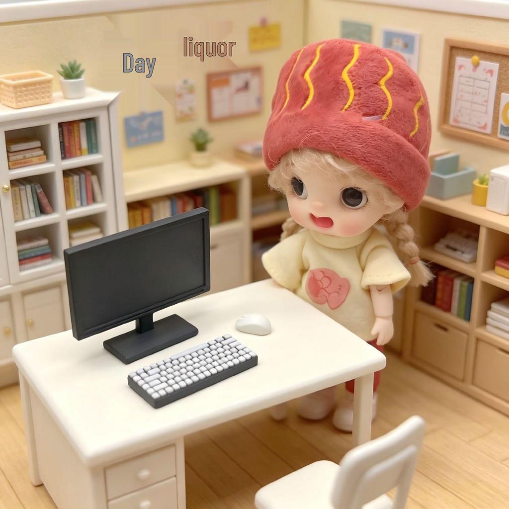 Miniatur-Computerset für 1:12er Maßstab Puppenhaus Schlafzimmer Dekoration