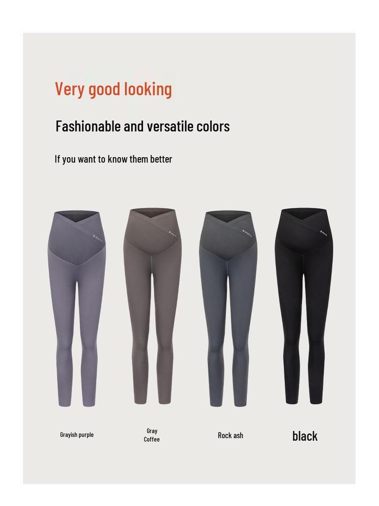 High-Waisted Fleece Lined Maternity Yoga Pants with Belly Support