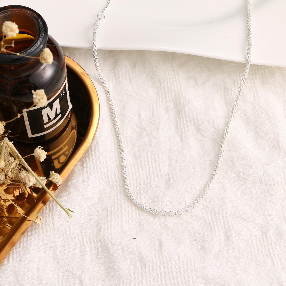 Shiny Metal Simple Silver Color Necklace Women Elegant Exquisite Jewelry Gift