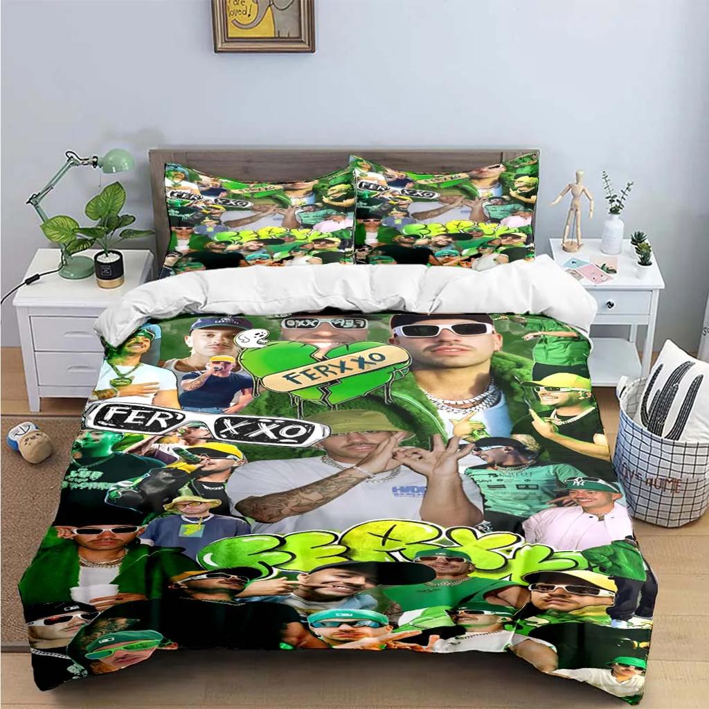 Fashion Pop Singer Ferxxo Feid Print Bedding Sets Bed Supplies Set Duvet Cover Bed Comforter Set Bedding Set Luxury Birthdaygift
