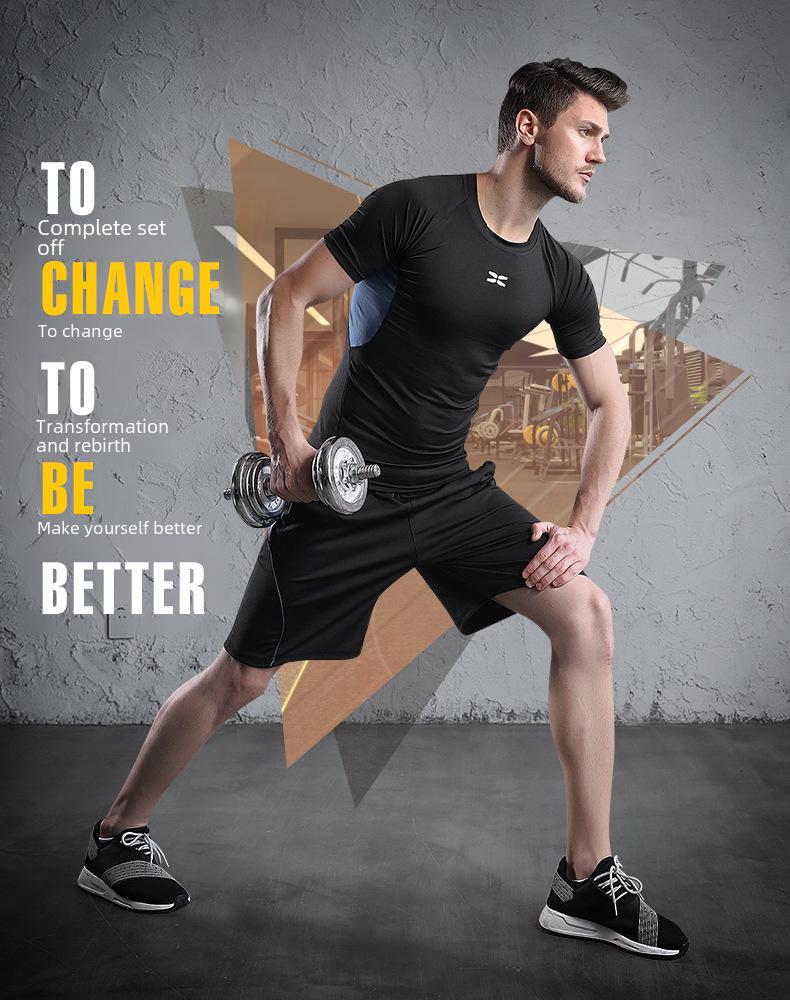 Men's Casual Fitness Running Suit: Shorts & Short-Sleeved Tights for Yoga & Training