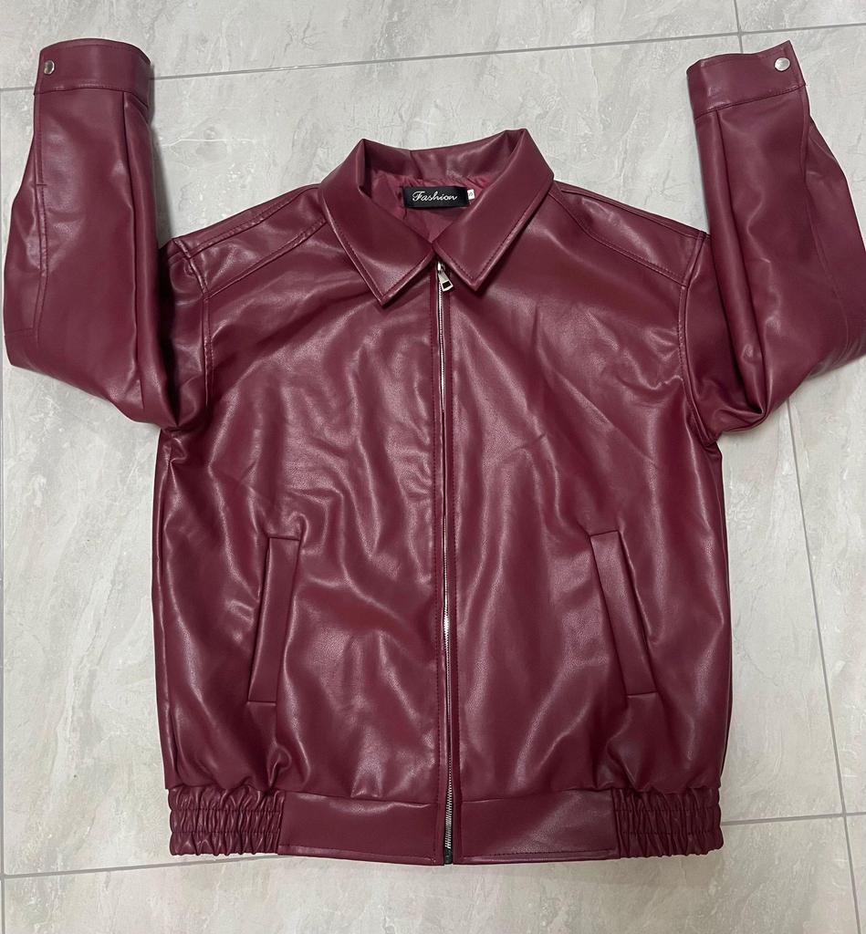 Geacă din piele PU stil biker cu revere și tiv elastic