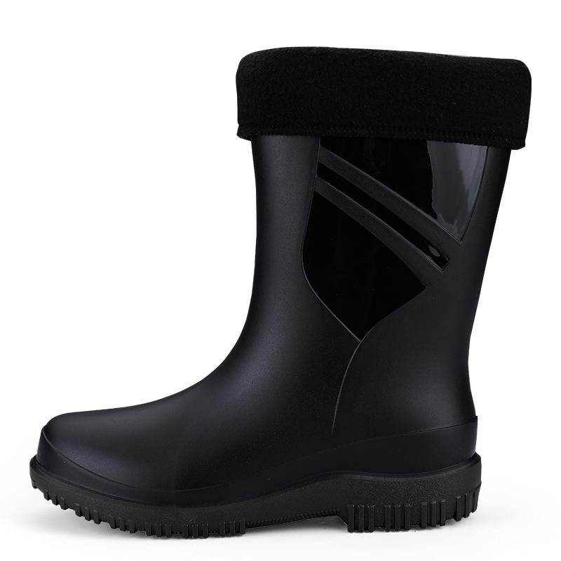Men's Rain Boots Long Cotton Removable Fishing Kitchen Work Car Wash Waterproof Boots Non-slip Rubber Shoes Men's Water Shoes