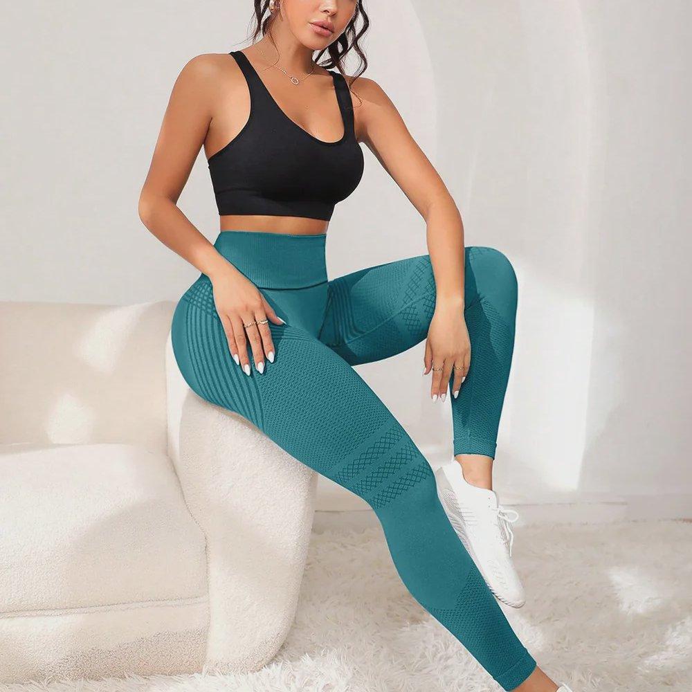 Butt Lifting Sports Gym Leggings with Sexy Lines, High Waisted Elastic Yoga Pants for Women's Running Fitness Tights