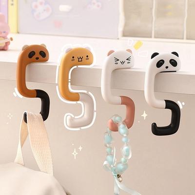 Cute Plastic Panda Folding Cat Hanging Table Hook Handbag Hanger Key Holder Hook