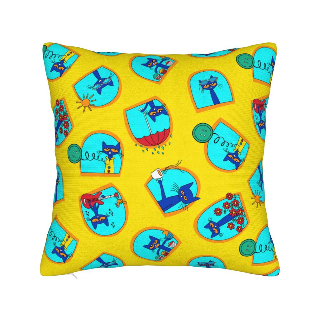 Pete the Cat Square Pillow Case Cool Kitten Cushion Covers Creative Zipper Decorative Pillowcase for Seat 45x45cm