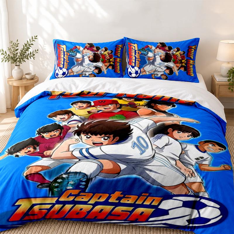 CAPTAIN TSUBASA Custom Name 3pc set Perfect for bedroom use Comfortable bedding set includes a duvet cover and two pillowcases Ideal birthday or Chris