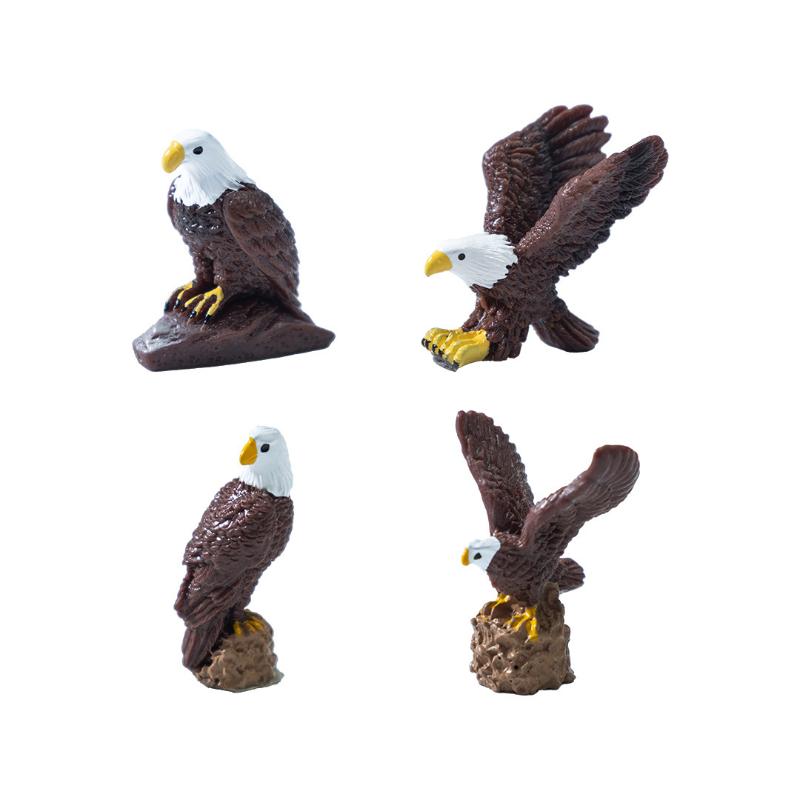 6 Stück Simulierte Weißkopfseeadler-Miniaturen - Harz-Ornament Für DIY-Terrarium, Auto & Schreibtischdekoration