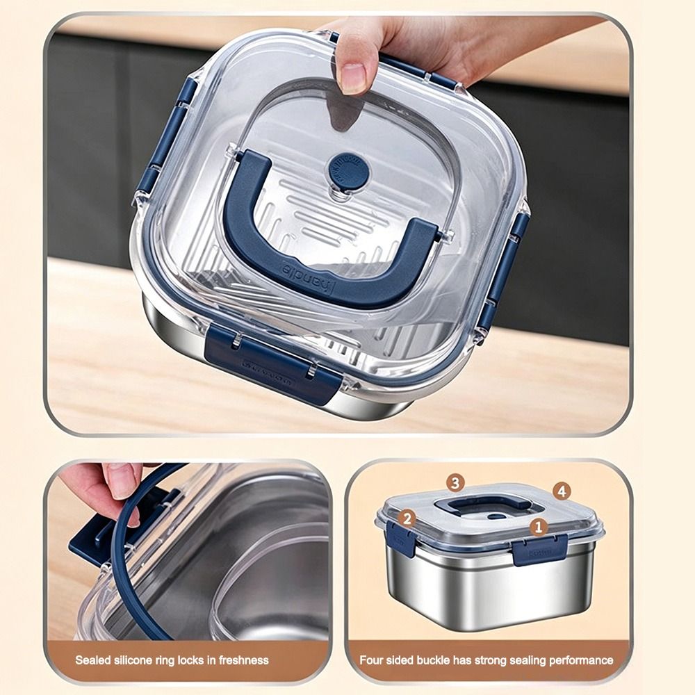 Large Capacity Freshness-Keeping Box Stainless Steel Lunch Box Food Container  Refrigerator Storage