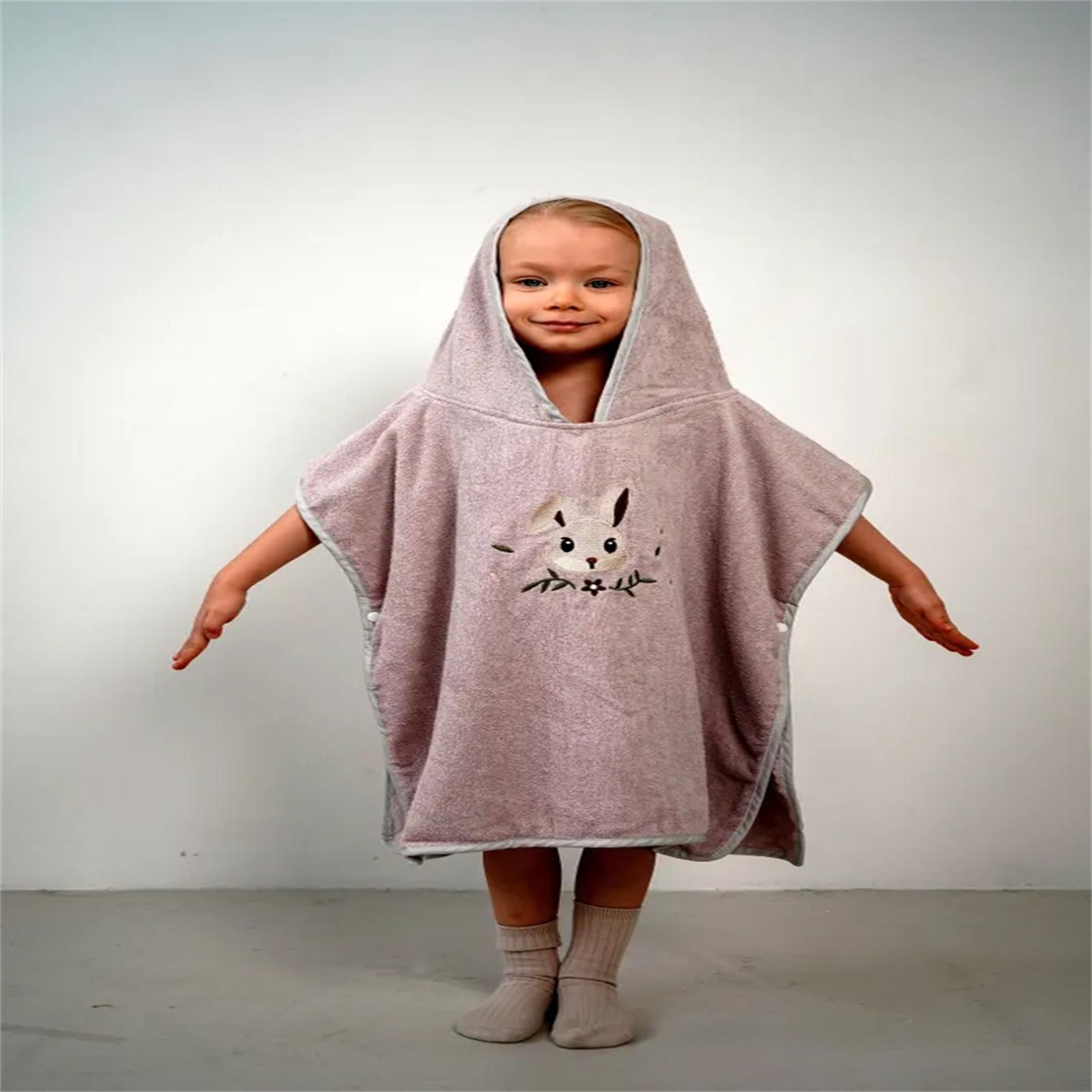 

Полотенце-накидка с капюшоном из кораллового флиса Детский банный халат Полотенце для купания ребенка One Size розовый