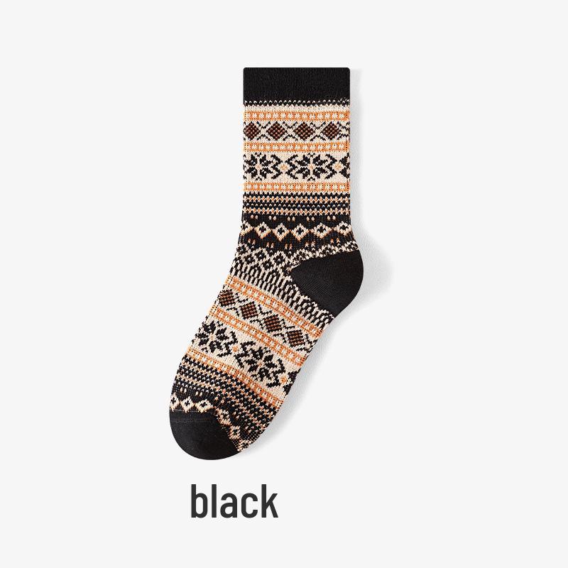 Men's Retro Ethnic Style Mid-Calf Cotton Socks: Trendy, Pilling-Resistant, American Amekaji Design for Autumn & Winter