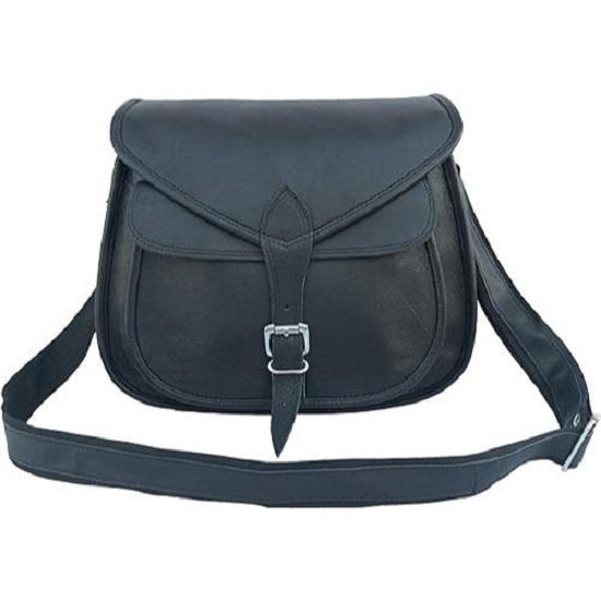 Black Leather Crossbody Bag Women's Purse Satchel Handbag Messenger Shoulder Sling Bag 13 Inch Medium