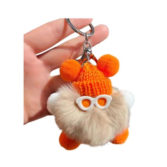 Yousheng Keychain Plush Rabbit Fur Cartoon Doll Shape Bag Charm Car Keychain Decorative Accessory Emotional Support Gift