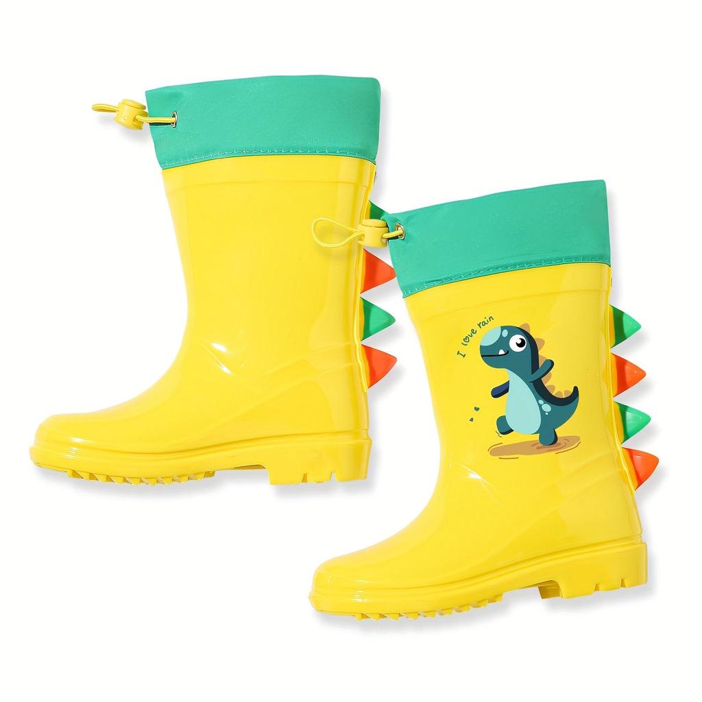 Children's Rain Boots for Boys and Girls, Mid-Calf Dinosaur Rain Boots for Toddlers and Infants, Non-Slip Rain Boots for Ages