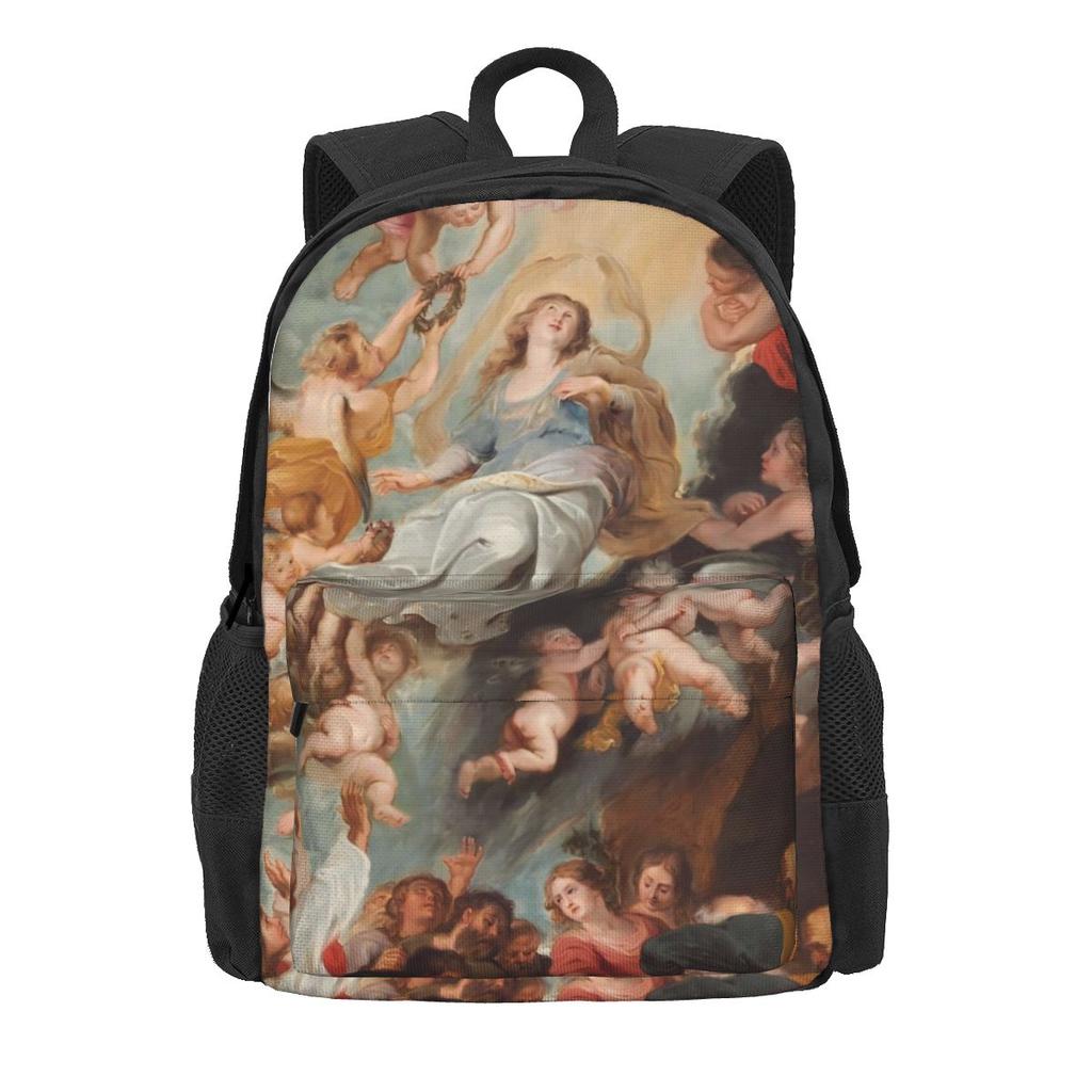 Oil Painting Backpack Flowers Print Daily Backpacks Women Men Style School Bags Custom Soft Rucksack