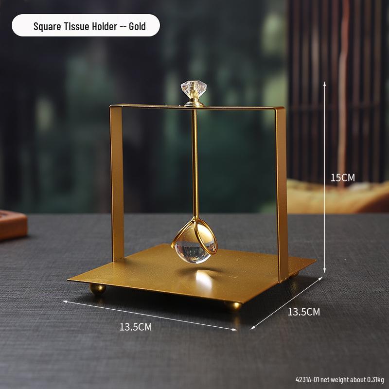 

Luxury Crystal Tissue Holder: Elegant Metal Stand for Home or Office Decor