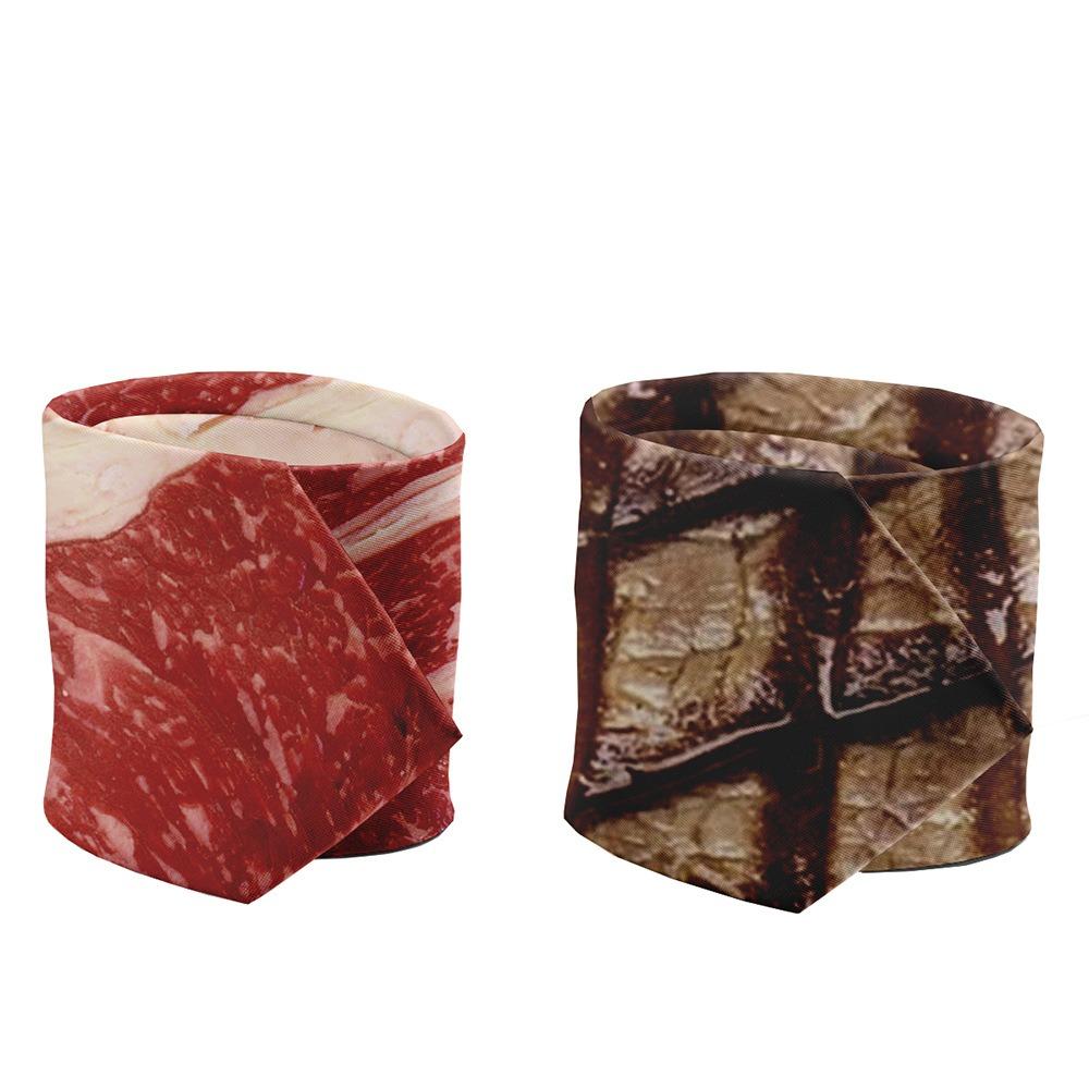 Adjustable Hot Food Printing Tie 8cm Steak Food Printing Men Necktie Suit Accessories
