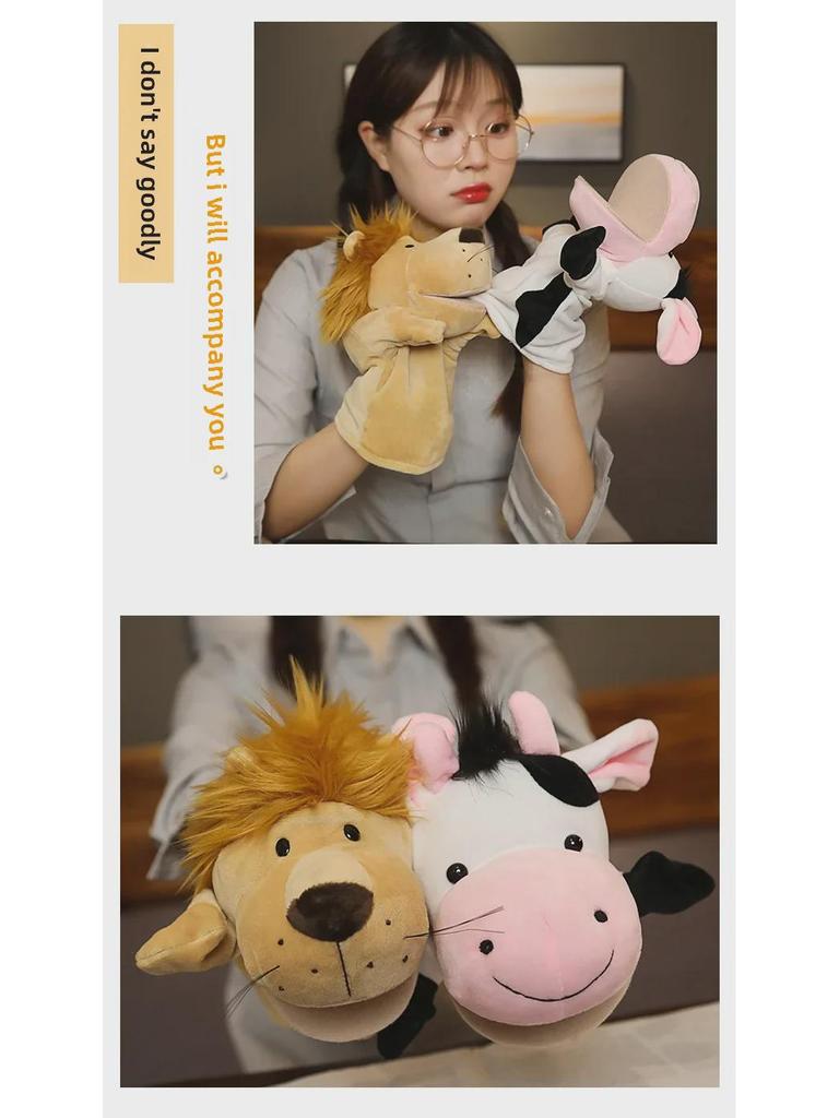 Plush Animal Hand Puppets: Interactive Monkey & Pig - Soothing Toy for Early Education & Parent-Child Play