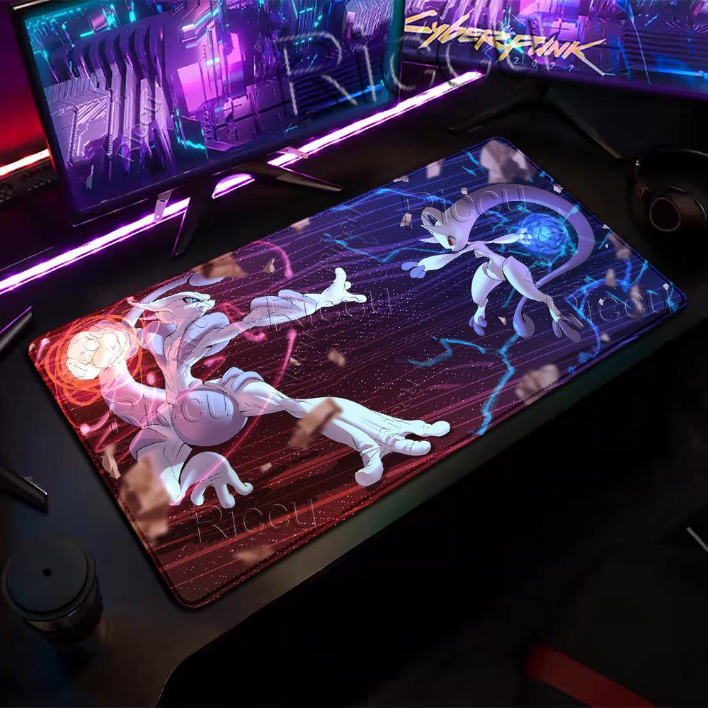 Pokemon Mewtwo Cool DeskMat PC Large MousePad Desk Accessories Gaming Keyboard Mouse Pad Stitch Edge Rubber Base Extended Carpet